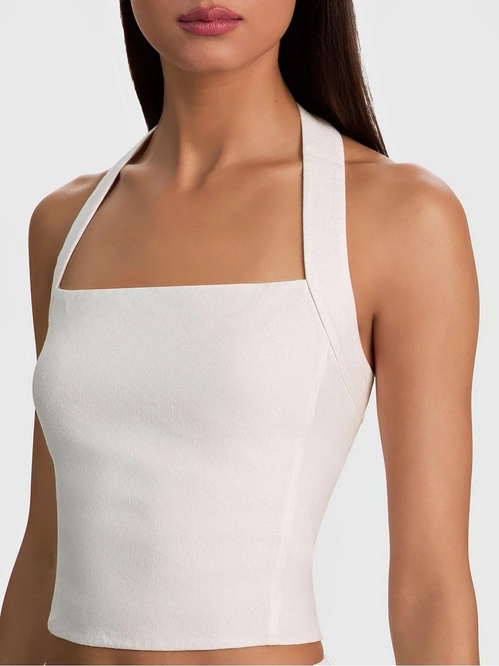 A+O Fiona Halter Top Linen Halter Crop Top, Size 4